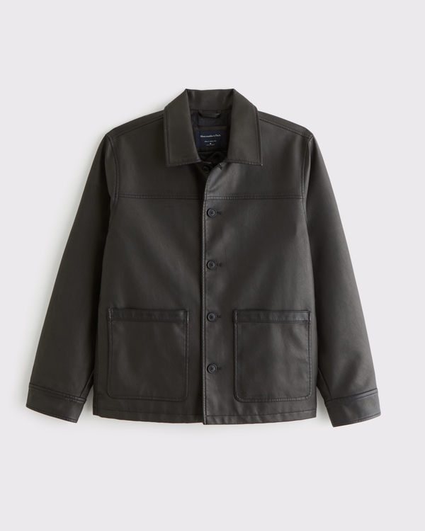 Men's Vegan Leather Trucker Jacket | Men's Coats & Jackets