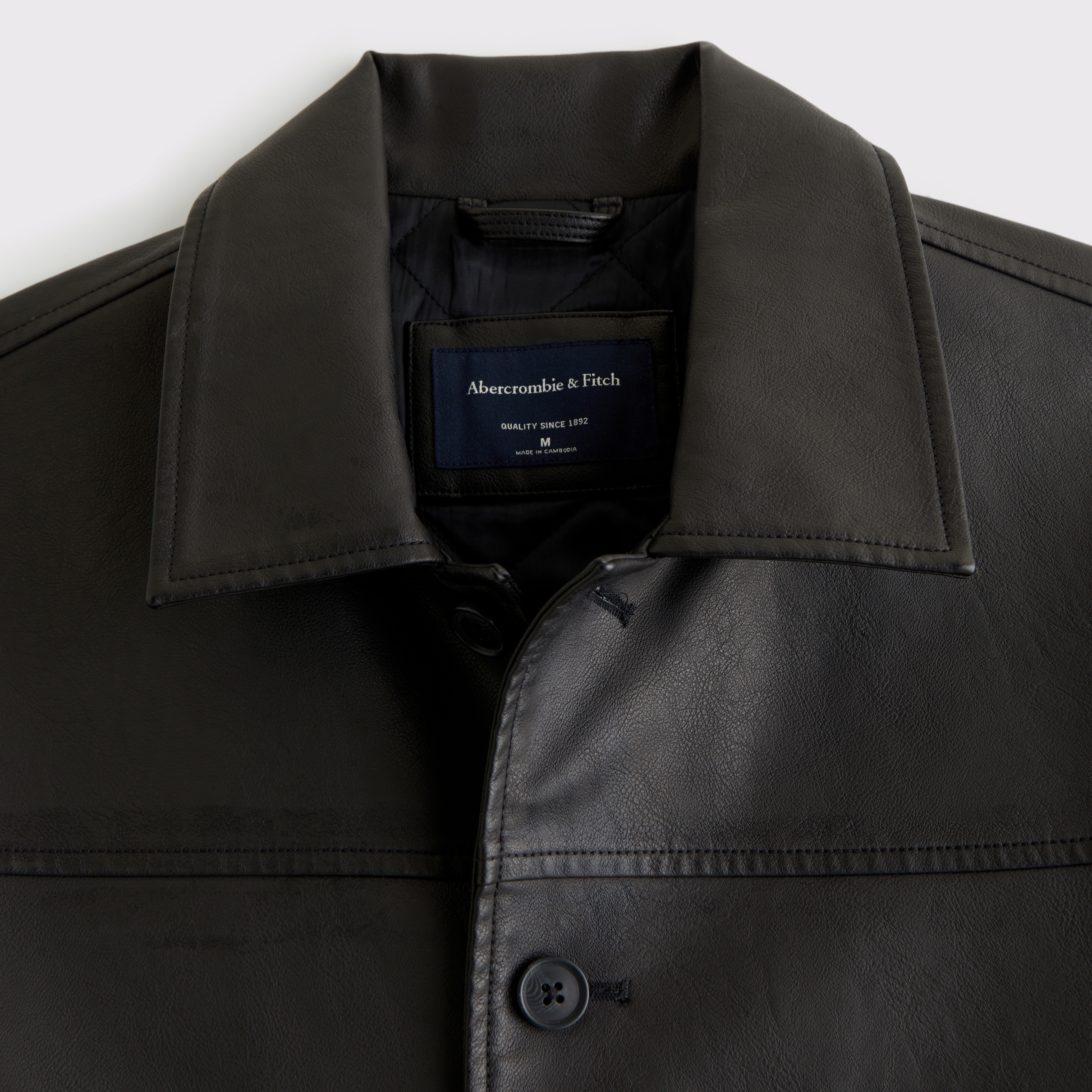 Мужская куртка Abercrombie & Fitch Vegan Leather Trucker, цвет: Чёрный — фото 3