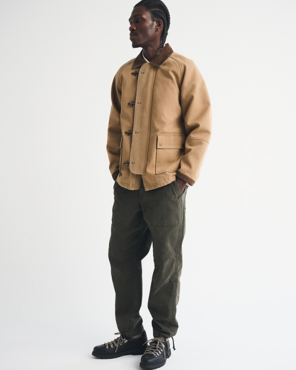 Men's Mid-Length Canvas Fireman-Clasp Jacket | Men's Clearance