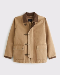 Mid-Length Canvas Fireman-Clasp Jacket