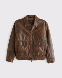 Vintage-Inspired Vegan Leather Bomber Jacket