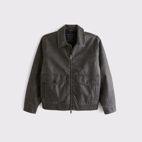 Мужские куртки Abercrombie & Fitch Vintage-Inspired Vegan Leather Bomber Jacket