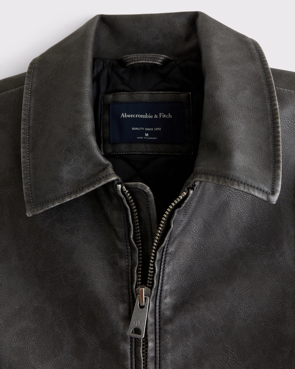 Men's Vintage-Inspired Vegan Leather Bomber Jacket | Men's Coats