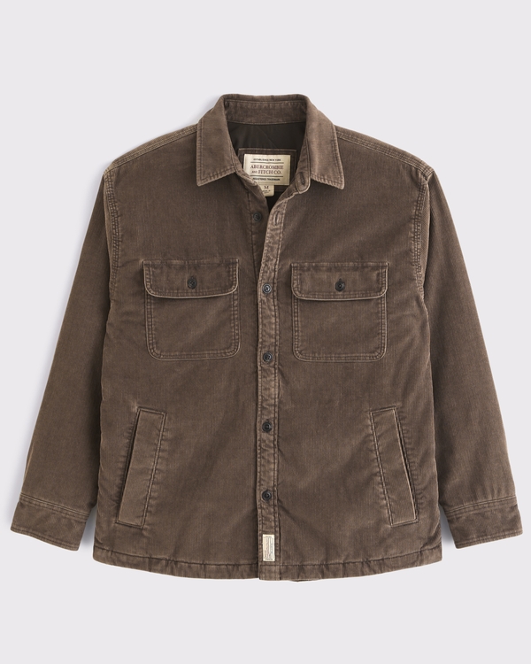 Corduroy Oversized Shirt Jacket, Light Brown view 1
