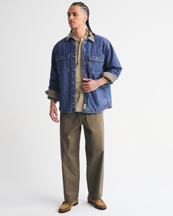 Denim Oversized Shirt Jacket, Medium Denim view 2