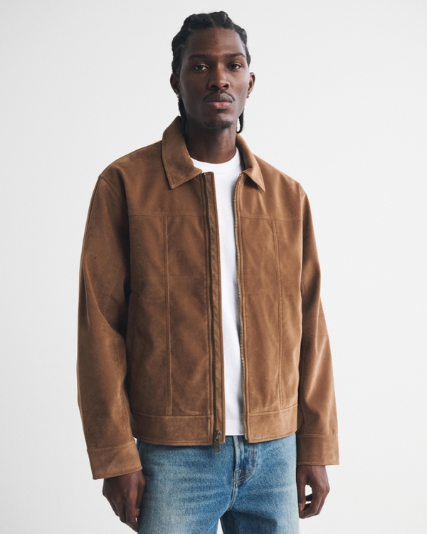 Men's Vegan Suede Zip Jacket | Men's Coats & Jackets | Abercrombie.com