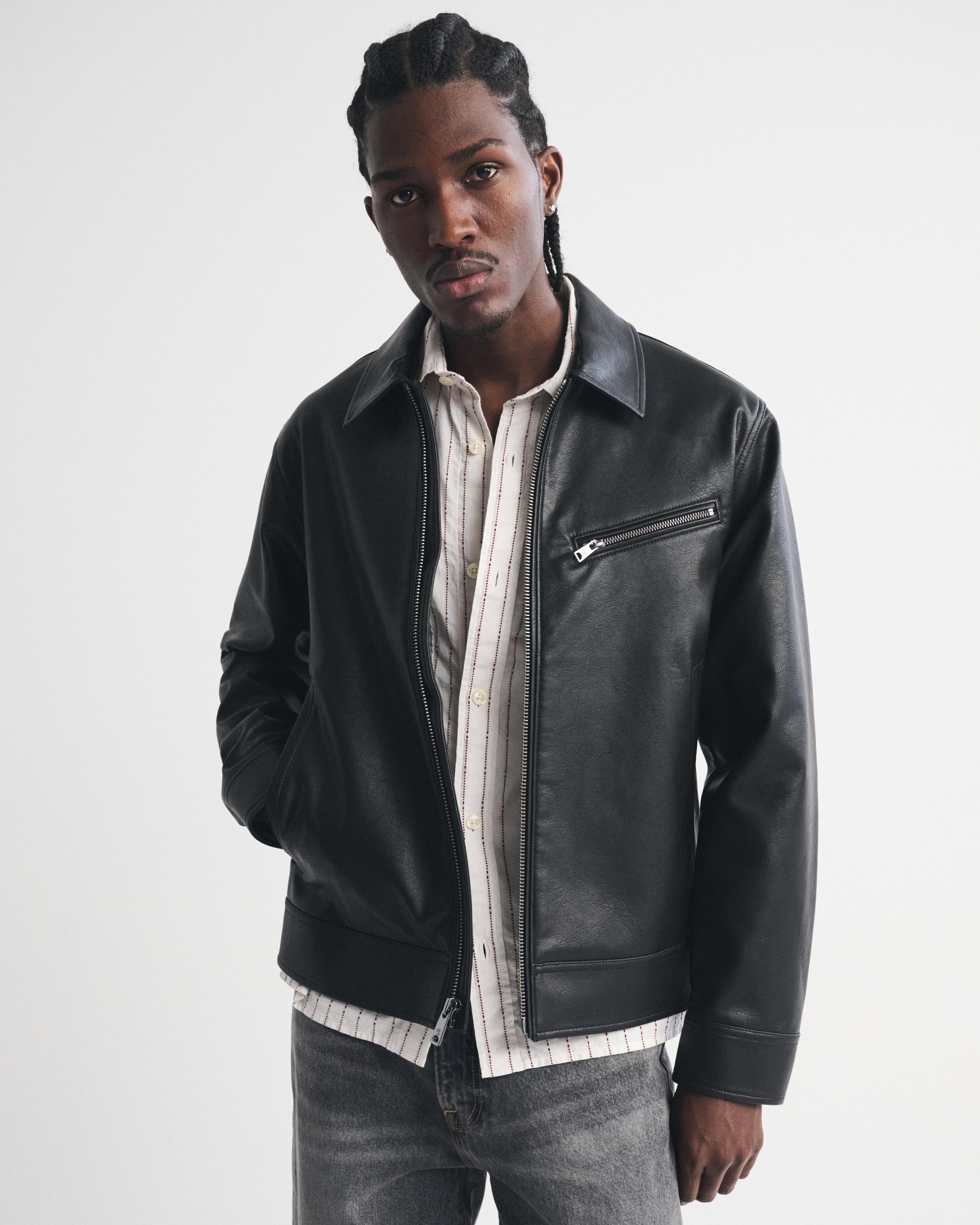 Мужские куртки Abercrombie & Fitch Vegan Leather Zip Jacket — фото 2