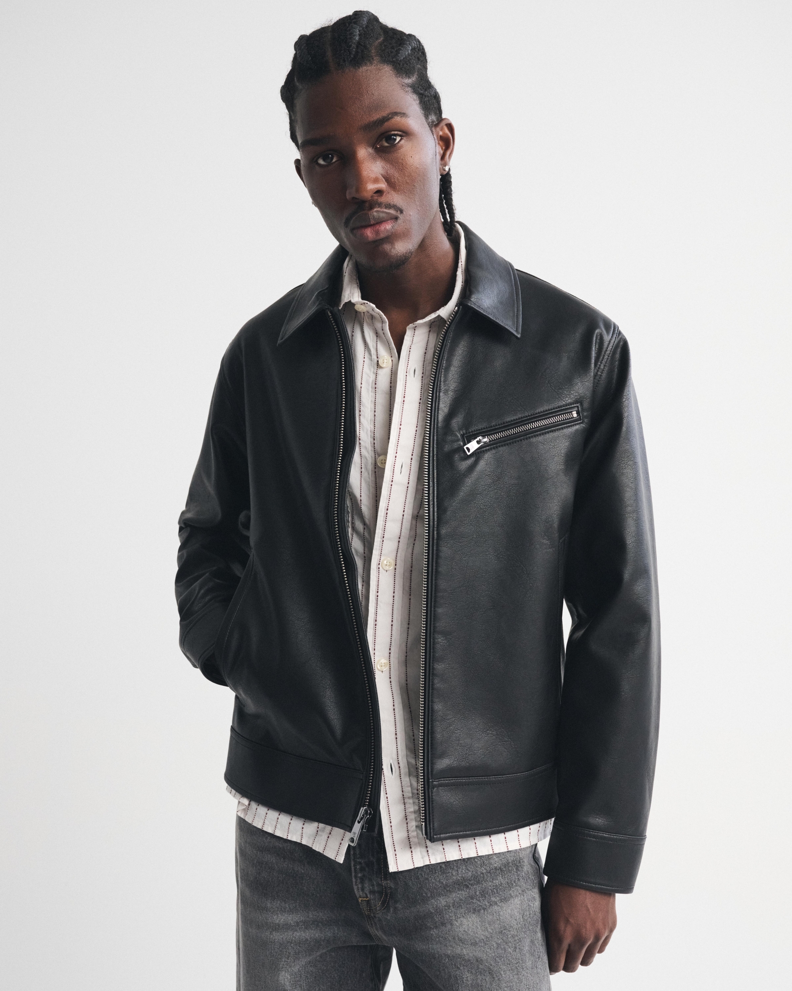 Vegan Leather Zip Jacket