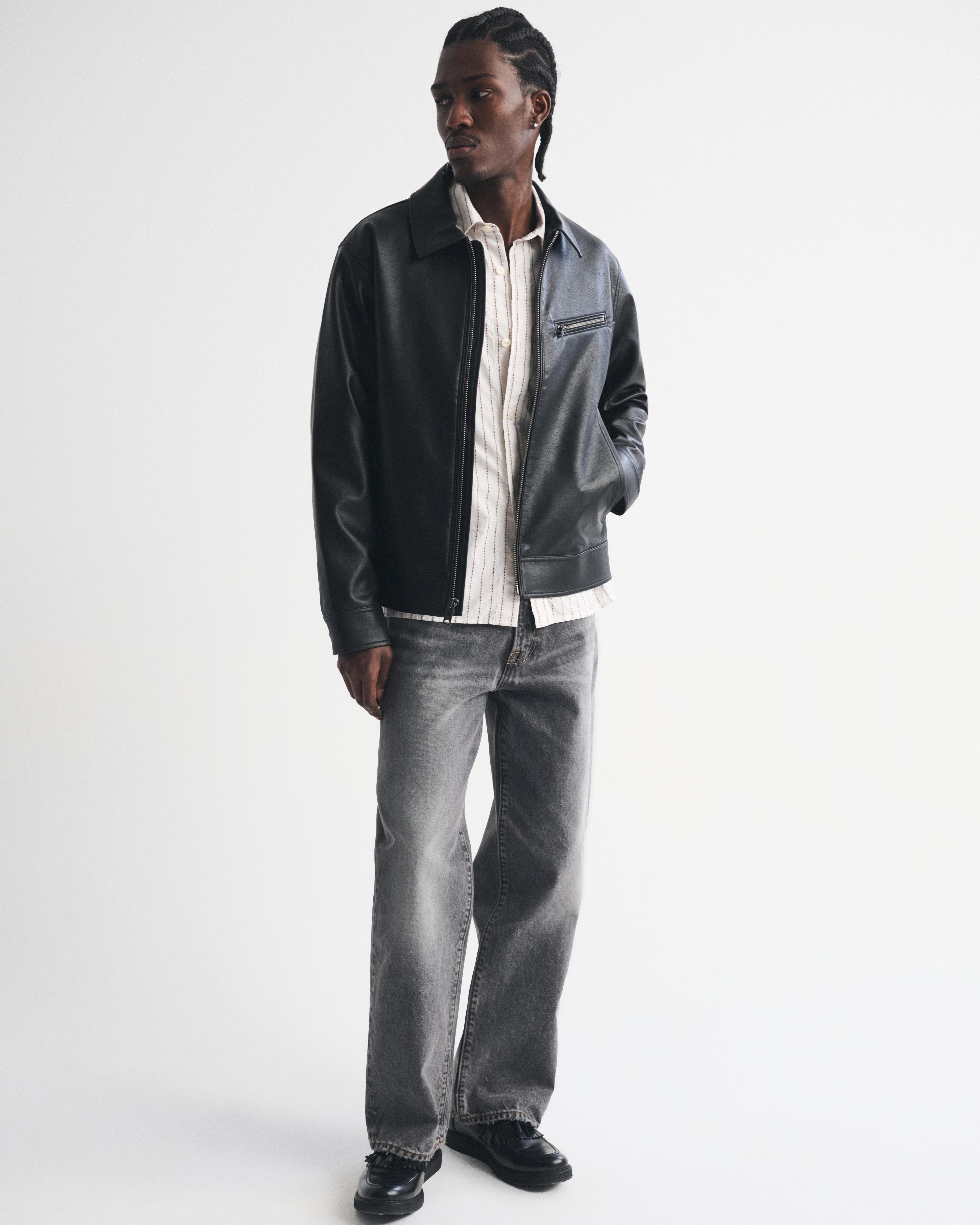 Мужские куртки Abercrombie & Fitch Vegan Leather Zip Jacket — фото 3