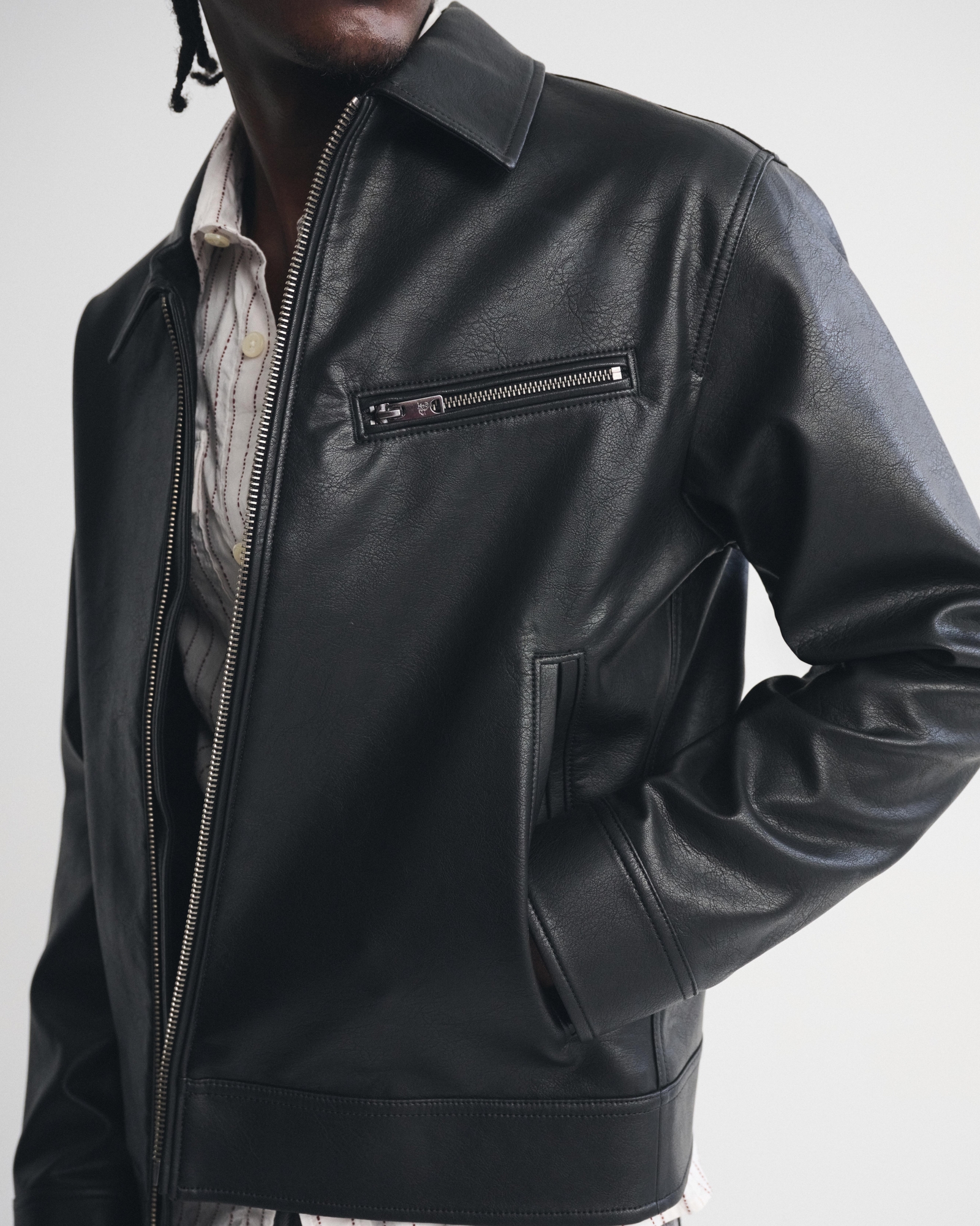 Vegan Leather Zip Jacket