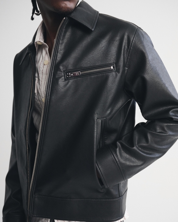 ジャケット・アウター a.p.c. leather zip jacket archive Men's Vegan Leather Zip Jacket | Men's Coats & Jackets
