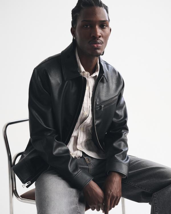 Men's Vegan Leather Zip Jacket | Men's Coats & Jackets