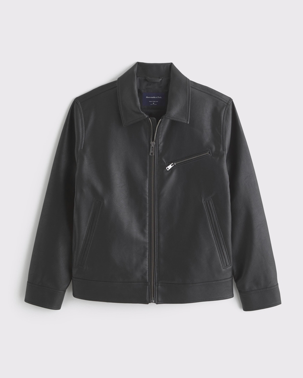 Abercrombie & Fitch フード付きレザージャケット S Men's Jackets | Abercrombie & Fitch