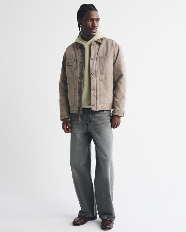 Canvas Zip Jacket, Taupe view 2