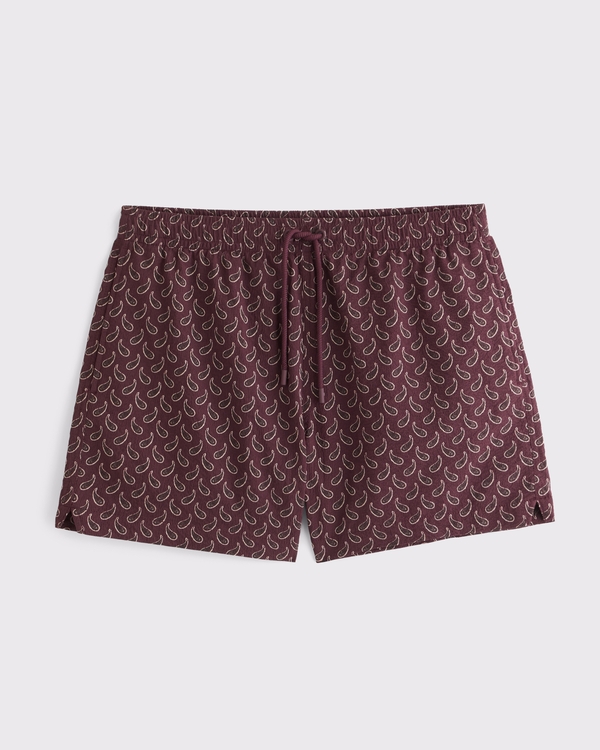 Pull-On Swim Short, Burgundy Pattern view 1