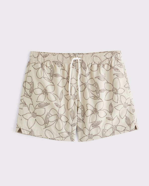 Pull-On Swim Short, Beige Pattern view 1