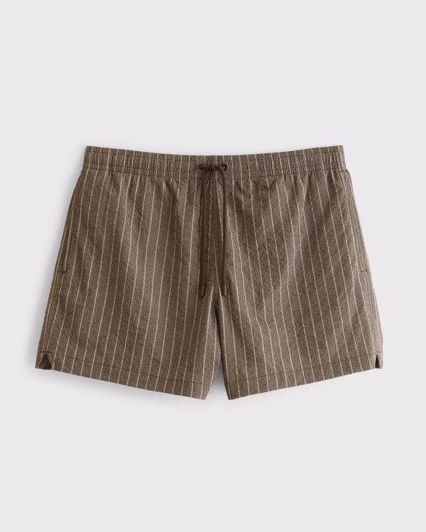 Pull-On Swim Short, Brown Stripe view 1