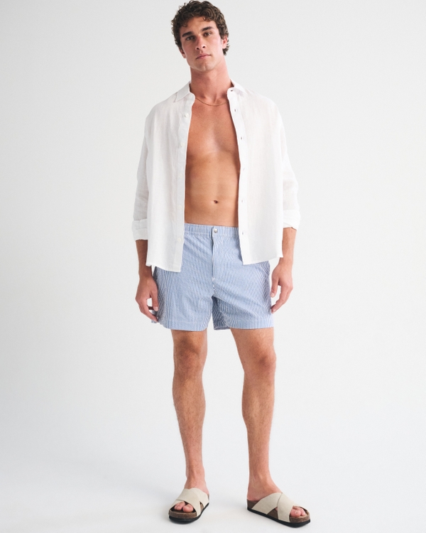 Hybrid Swim Short, Light Blue Stripe view 1