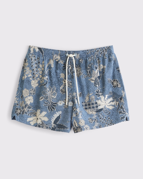 Pull-On Swim Short, Blue Floral view 1