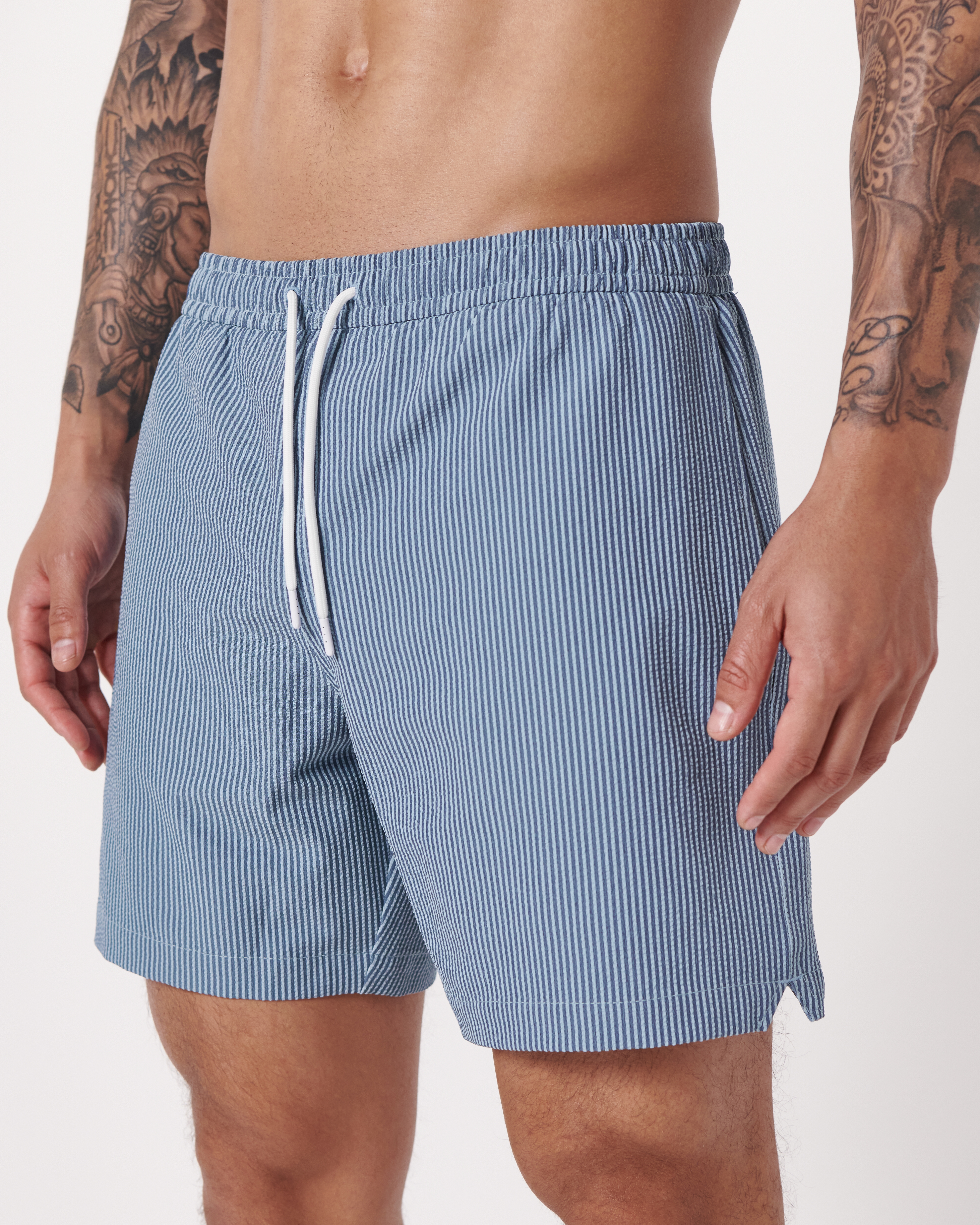 Mens seersucker sales swim trunks