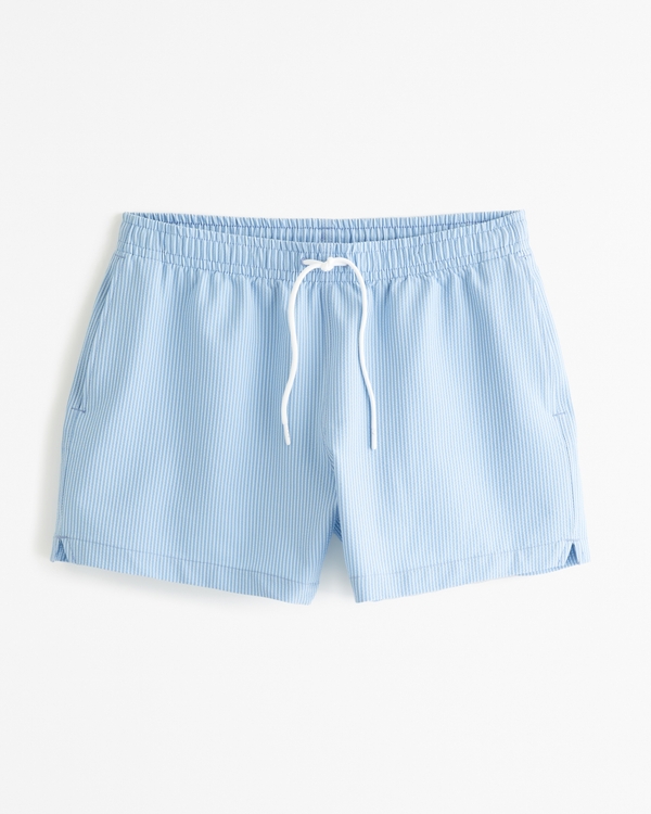 Pull-On Seersucker Swim Trunk, Blue Stripe