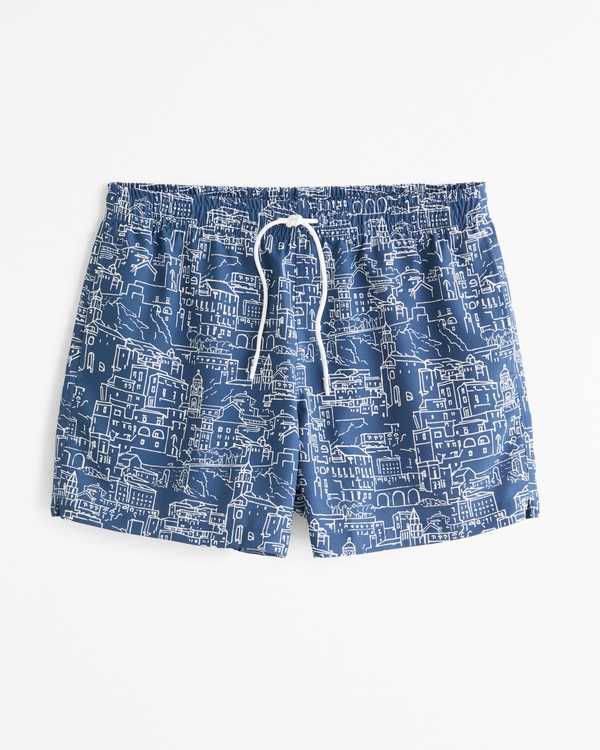 Pull-On Swim Trunk, Blue Pattern