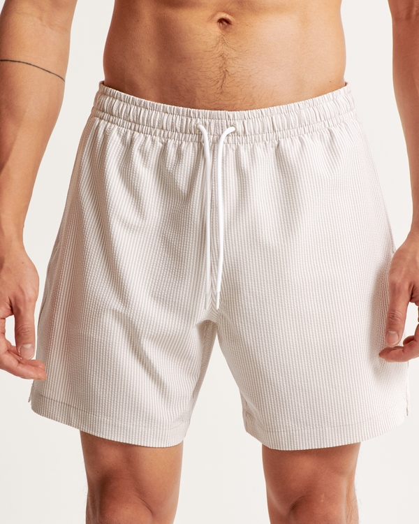 Seersucker-Badeshorts zum Hineinschlüpfen, Cream Texture