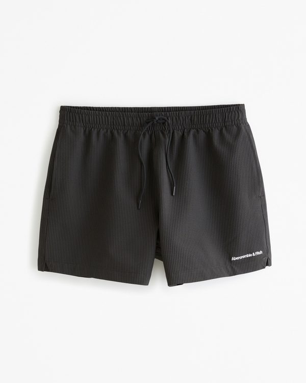 Seersucker-Badeshorts zum Hineinschlüpfen, Black Texture