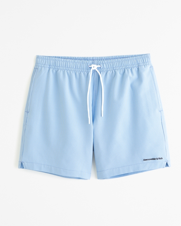 Seersucker-Badeshorts zum Hineinschlüpfen, Light Blue Stripe