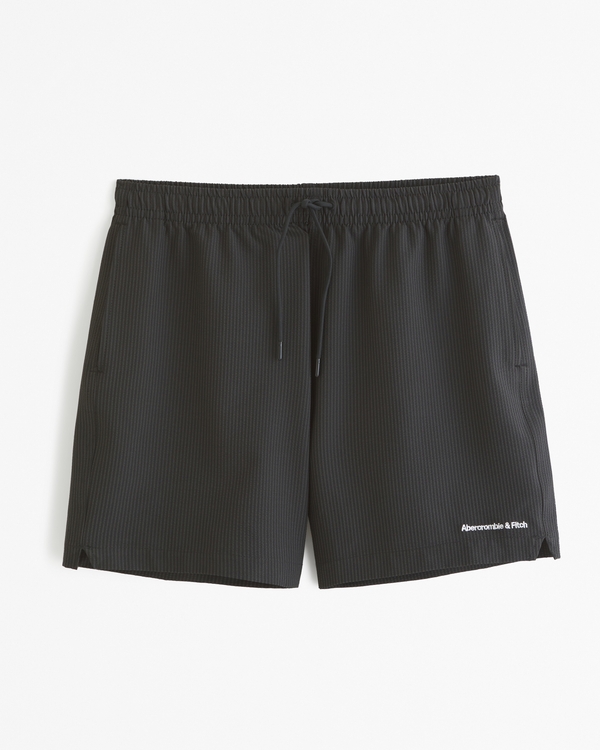 Seersucker-Badeshorts zum Hineinschlüpfen, Black