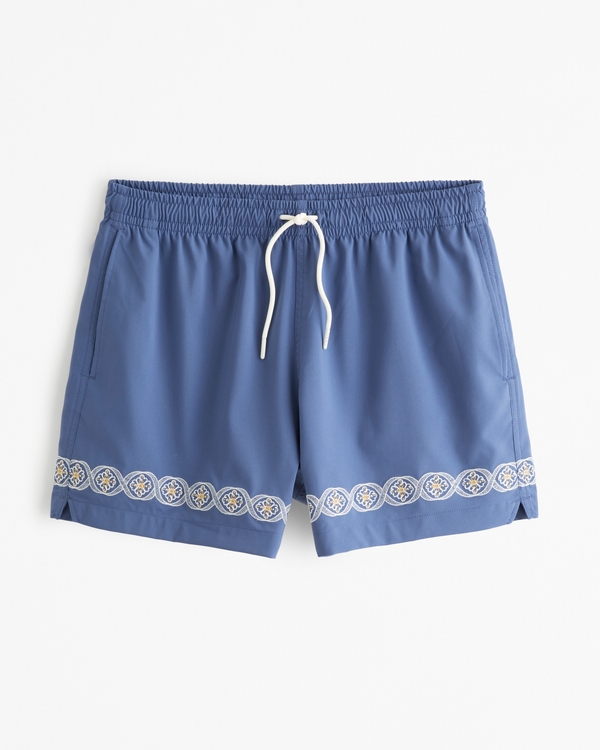 Pull-On Swim Trunk, Blue Pattern