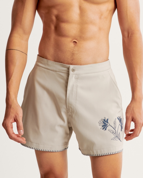 The A&F Resort Short, Cream Pattern