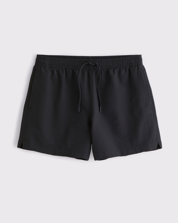 Pull-On Micro-Texture Swim Trunk, Black view 1