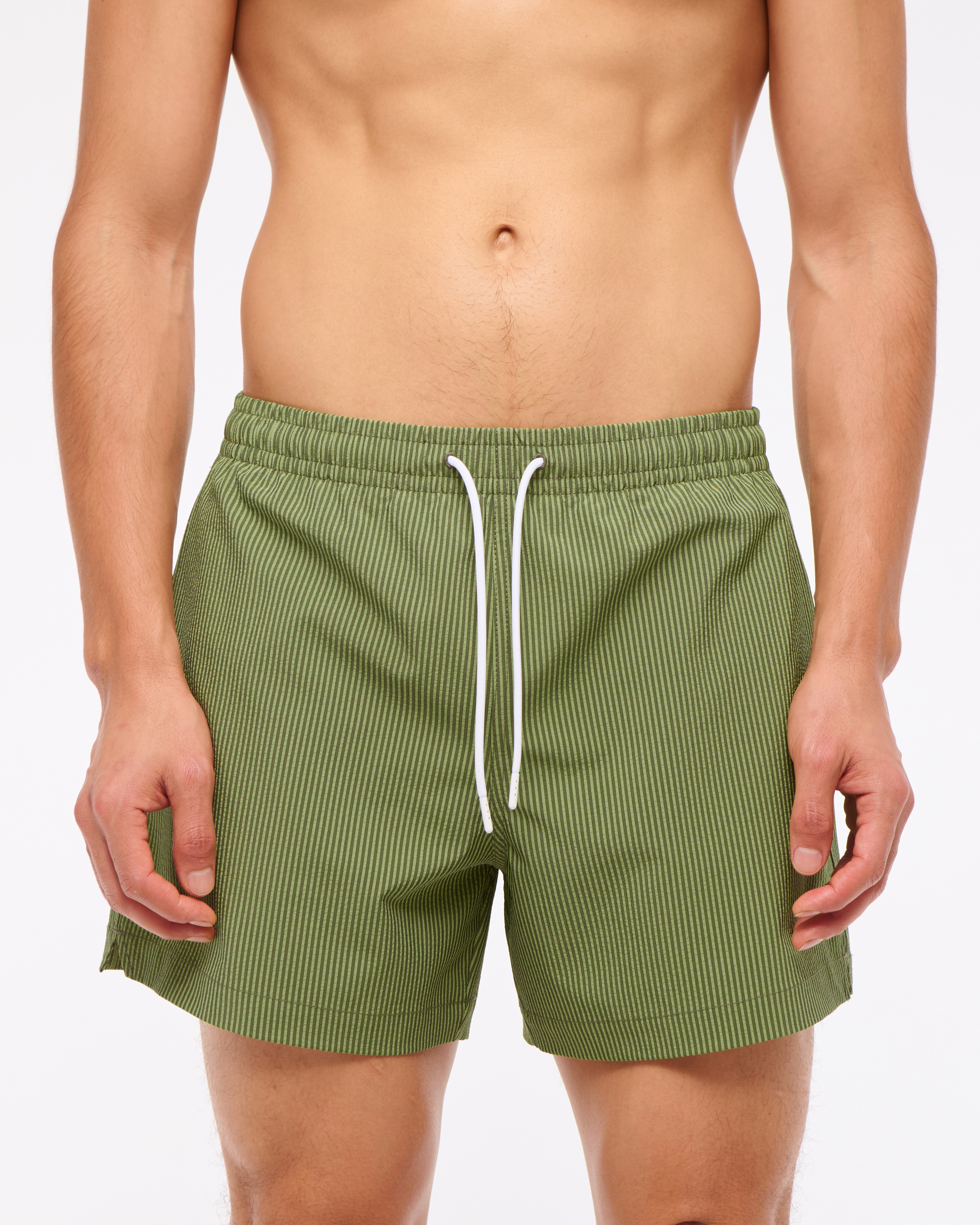 Abercrombie & Fitch Pull-on Seersucker Swim Trunk In Green
