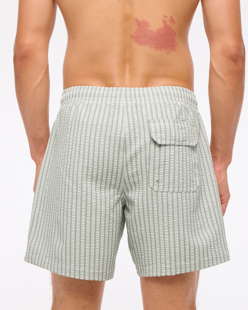 Pull-On Wide Seersucker Swim Trunk