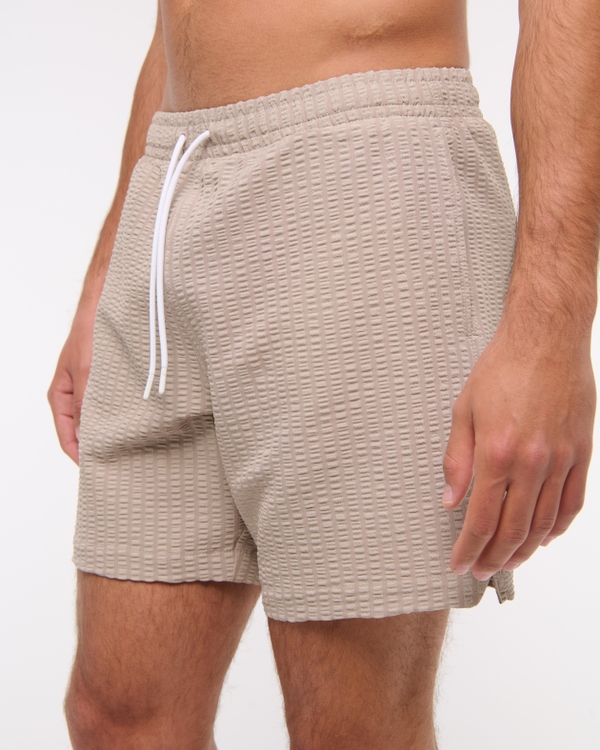 Pull-On Wide Seersucker Swim Trunk, Sand view 2