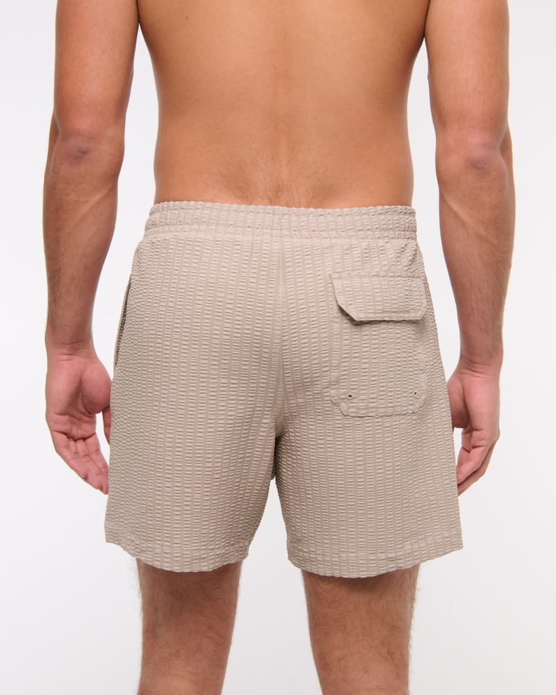 Pull-On Wide Seersucker Swim Trunk