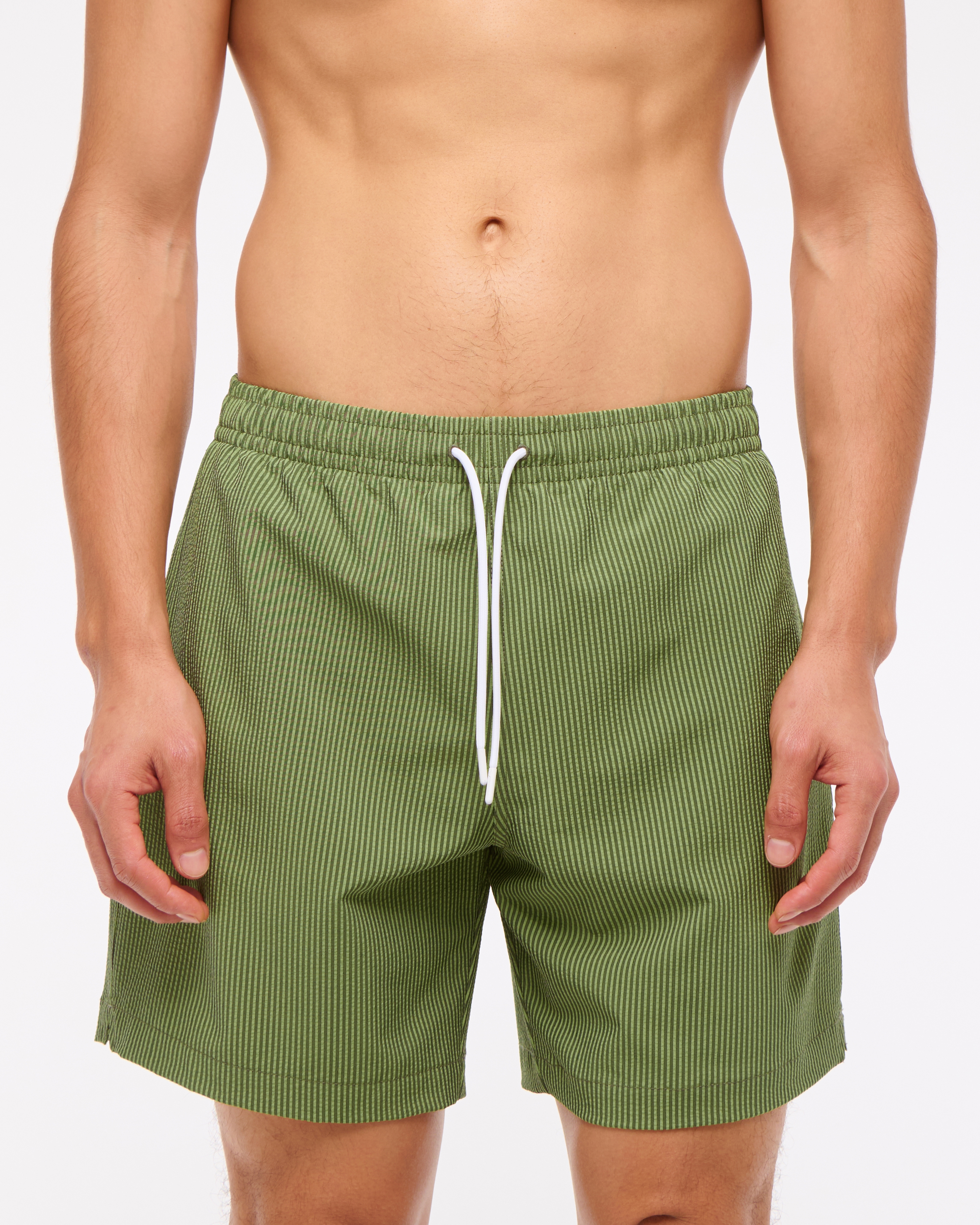 Abercrombie & Fitch Pull-on Seersucker Swim Trunk In Green