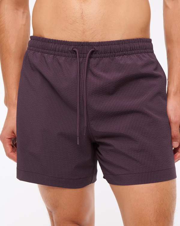 Pull-On Seersucker Swim Trunk, Plum Stripe view 2