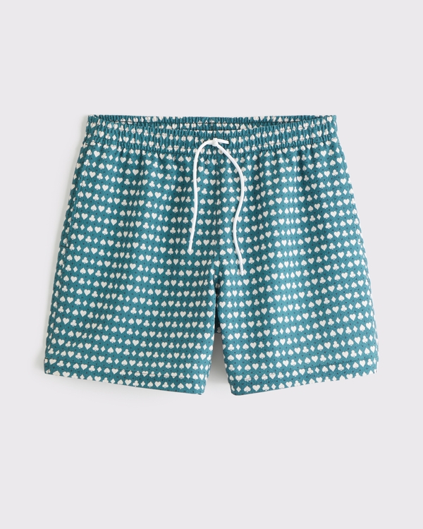 Pull-On Seersucker Swim Trunk, Teal Pattern view 1