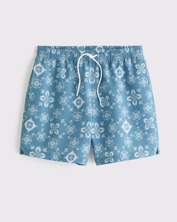 Pull-On Seersucker Swim Trunk, Blue Pattern view 1