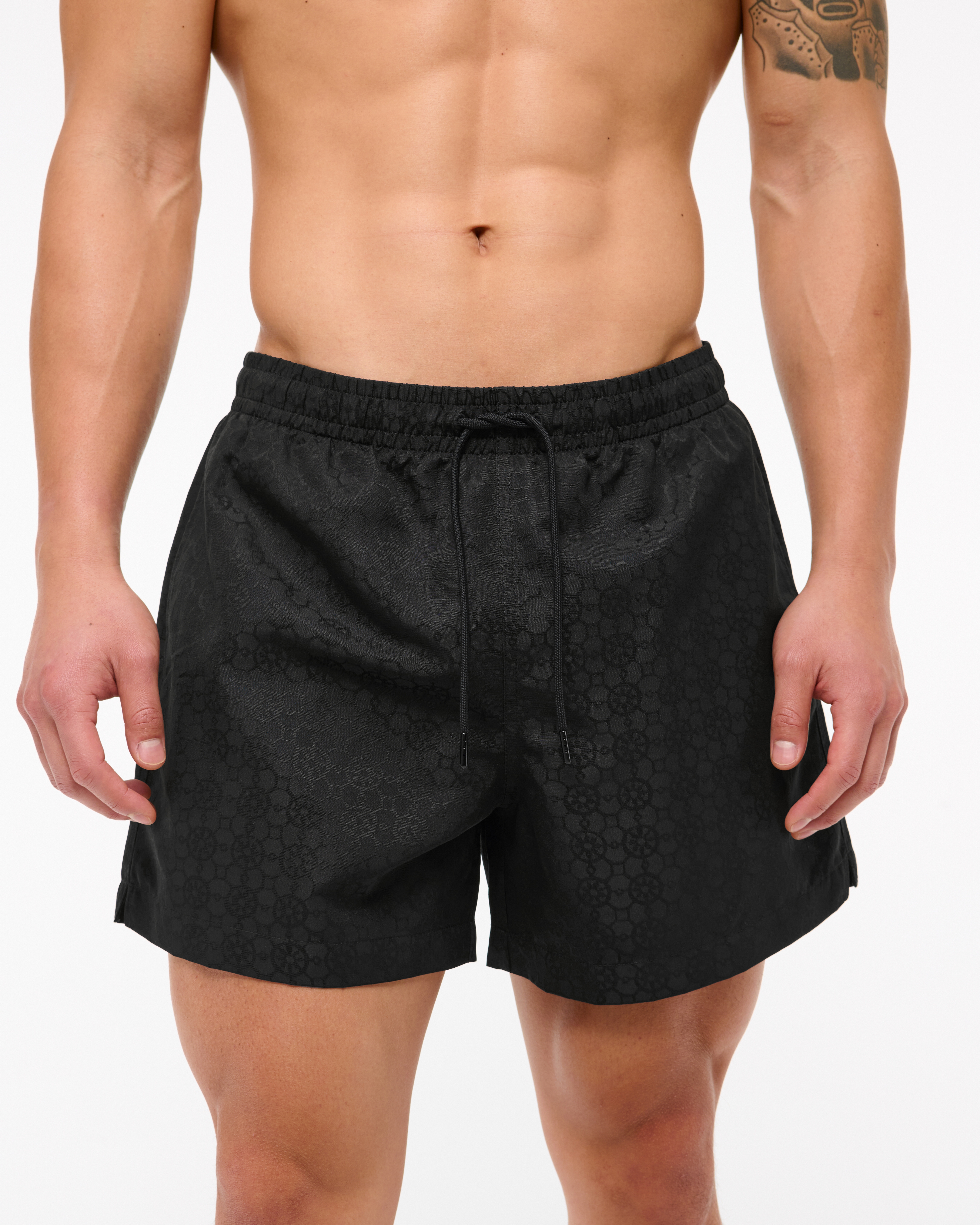 Abercrombie & Fitch Pull-on Jacquard Swim Trunk In Black