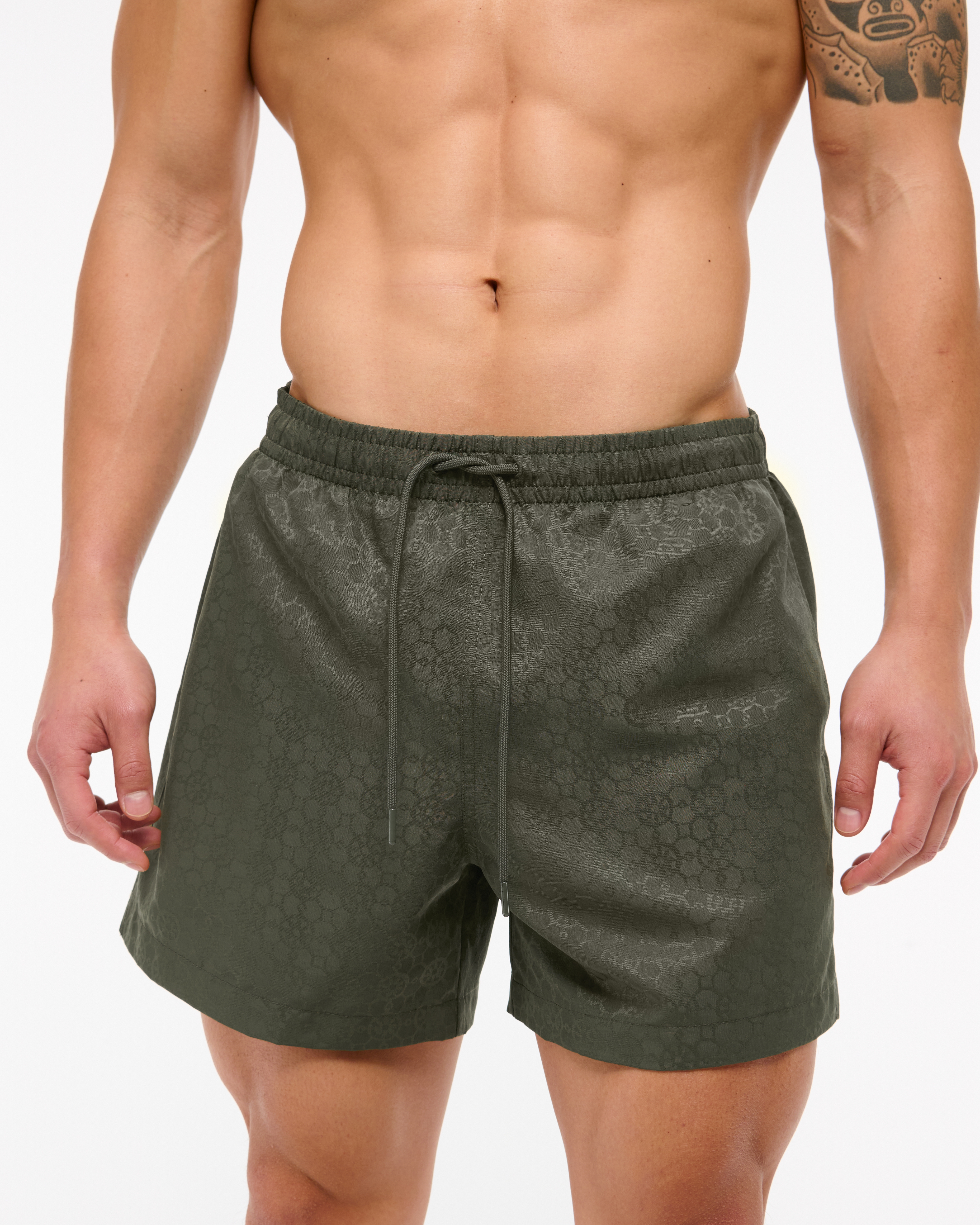 Abercrombie & Fitch Pull-on Jacquard Swim Trunk In Green