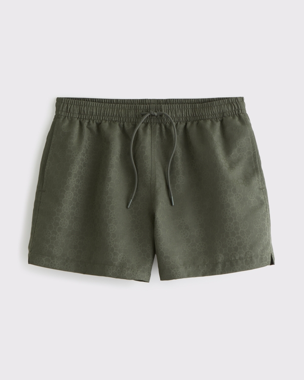 Pull-on jacquard zwembroek, Donker Olijfgroen Motief view 1