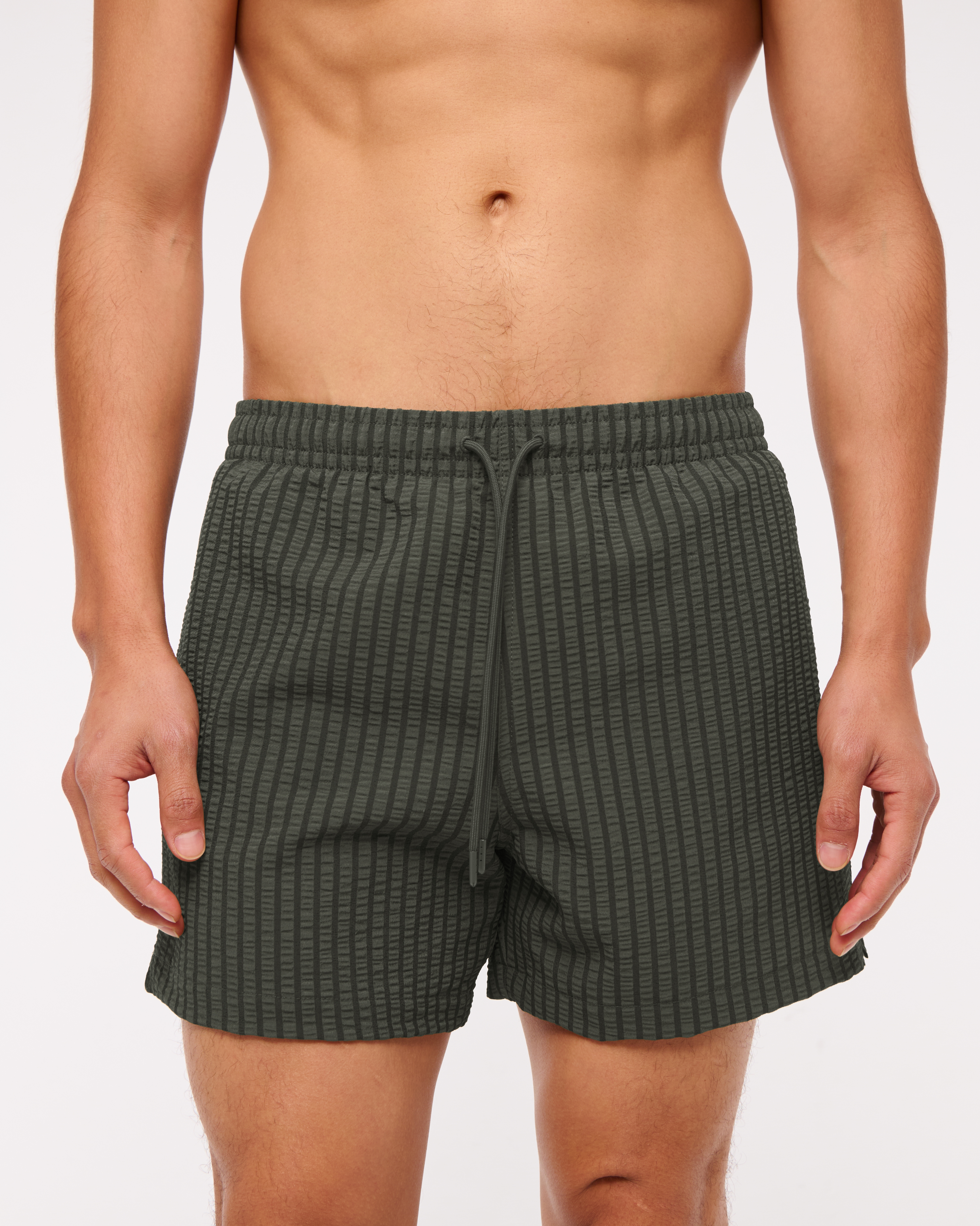 Abercrombie & Fitch Pull-on Wide Seersucker Swim Trunk In Green