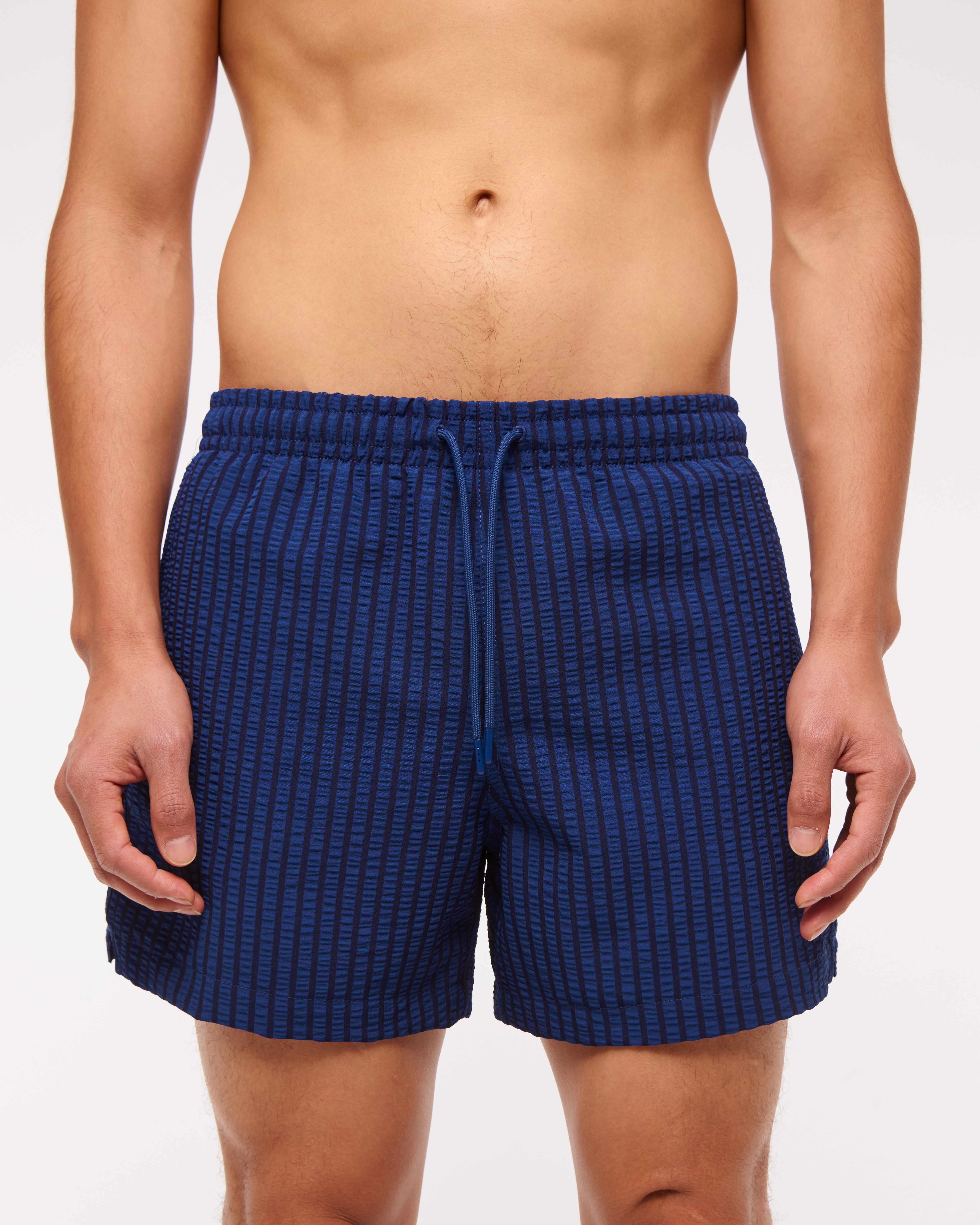 Abercrombie & Fitch Pull-on Wide Seersucker Swim Trunk In Blue