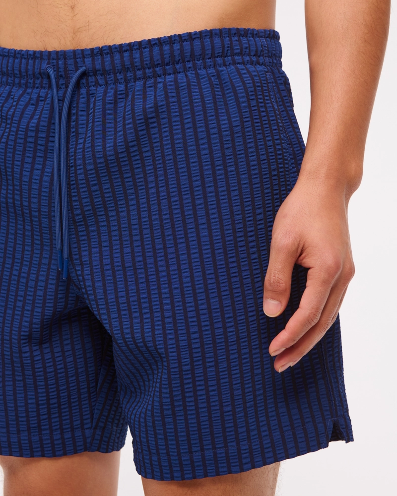 Pull-On Wide Seersucker Swim Trunk