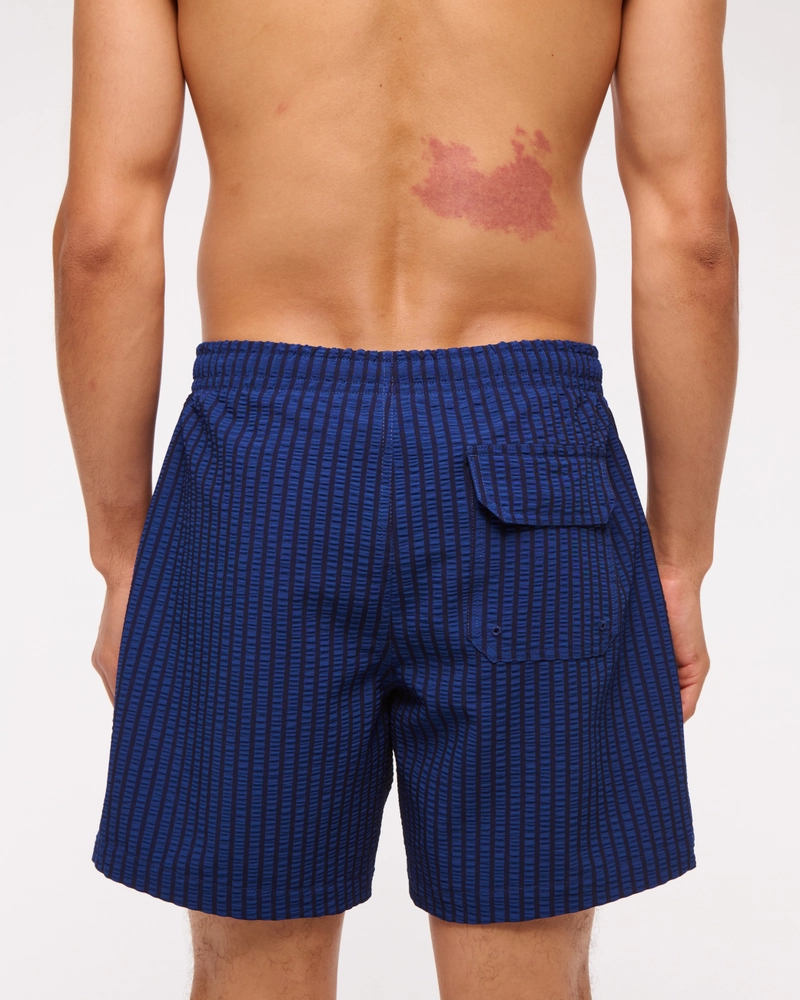 Pull-On Wide Seersucker Swim Trunk