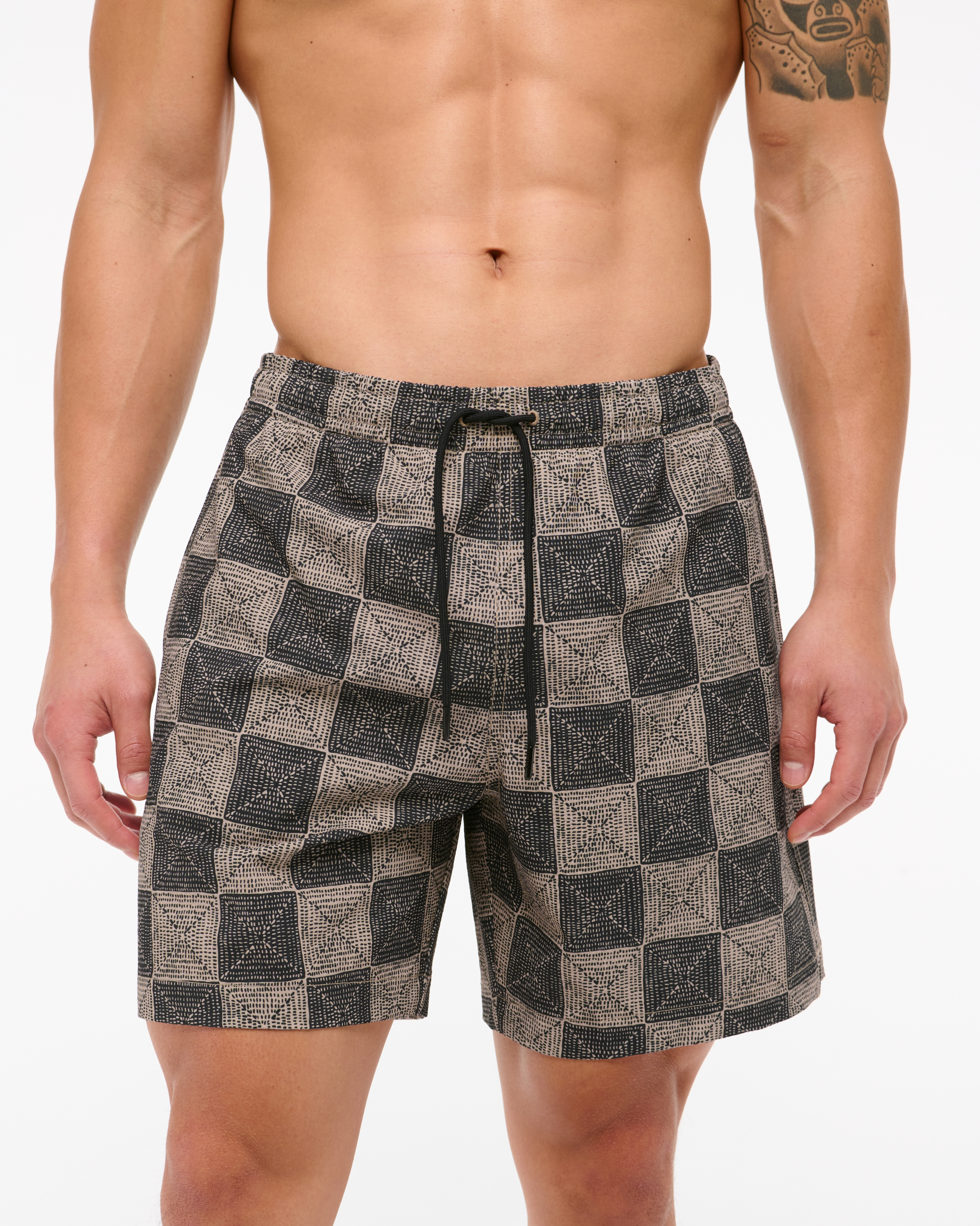 Abercrombie & Fitch Pull-on Seersucker Swim Trunk In Black