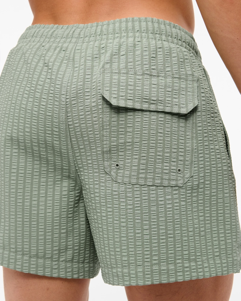 Pull-On Wide Seersucker Swim Trunk